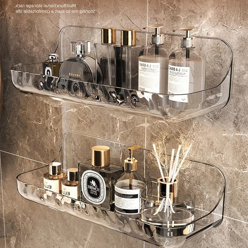 Acryl Badezimmerregal | Wandmontierter Duschorganizer ohne Bohren 0