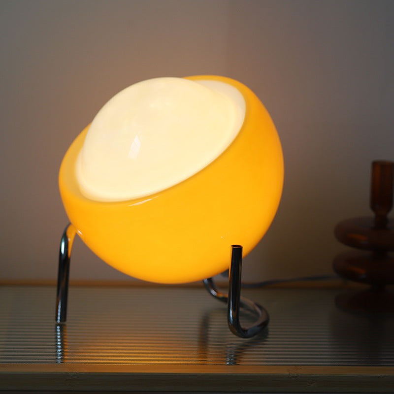 Bauhaus Tischlampe aus Glas im Retro-Stil | LED Tischleuchte für Schlafzimmer, Wohnzimmer und Büro mit Warmweißem Licht-5