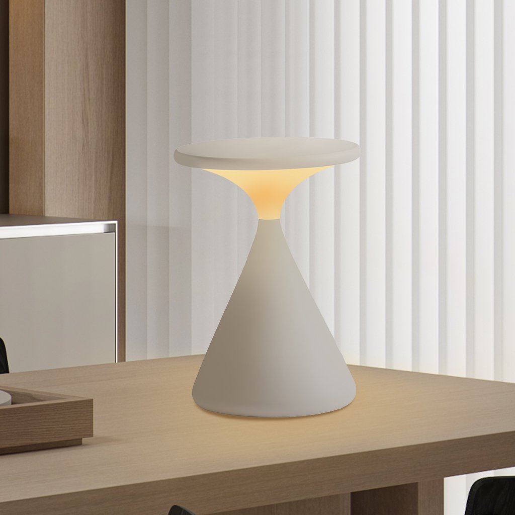 Aeron Hourglass Akku Tischleuchte | Dimmbare LED Tischlampe Ohne Kabel, Elegantes Design für Wohnzimmer und Büro, Mattweiß-3