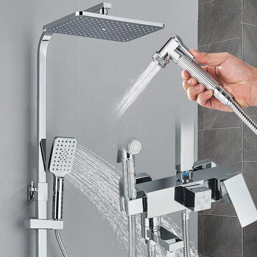 AquaFlow | Luxus Duschset mit Messing Duschkopf und 4 Funktionen 2