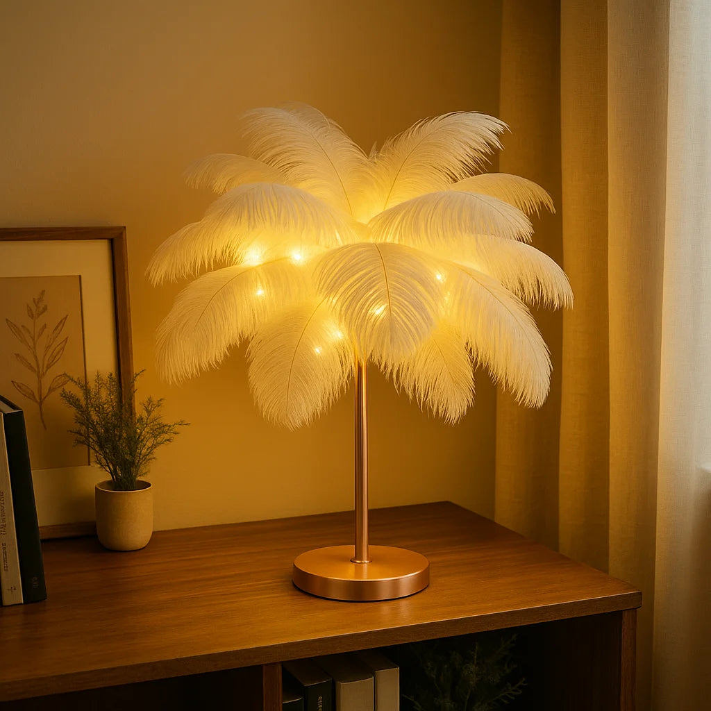 Ätherische Federlampe | Dekorative Tischleuchte 0