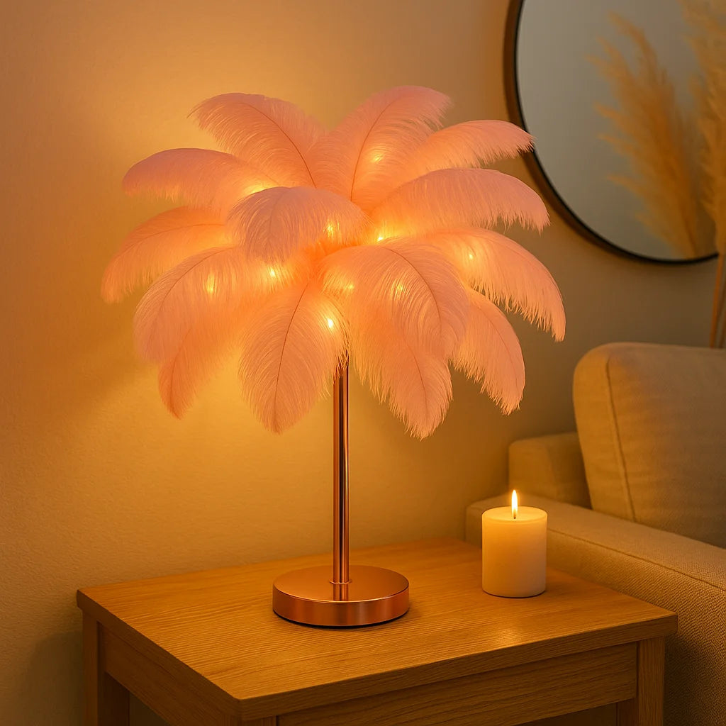 Ätherische Federlampe | Dekorative Tischleuchte 1