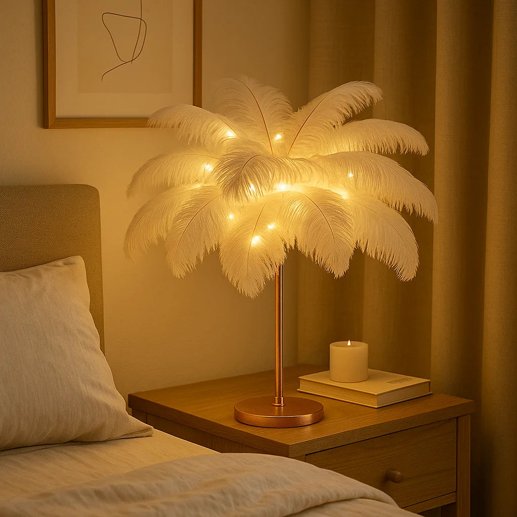 Ätherische Federlampe | Dekorative Tischleuchte 5