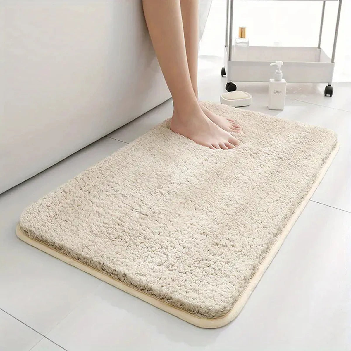 Badezimmermatte Schwarz | Dicke Antirutsch Wasserabsorbierende Matte 0