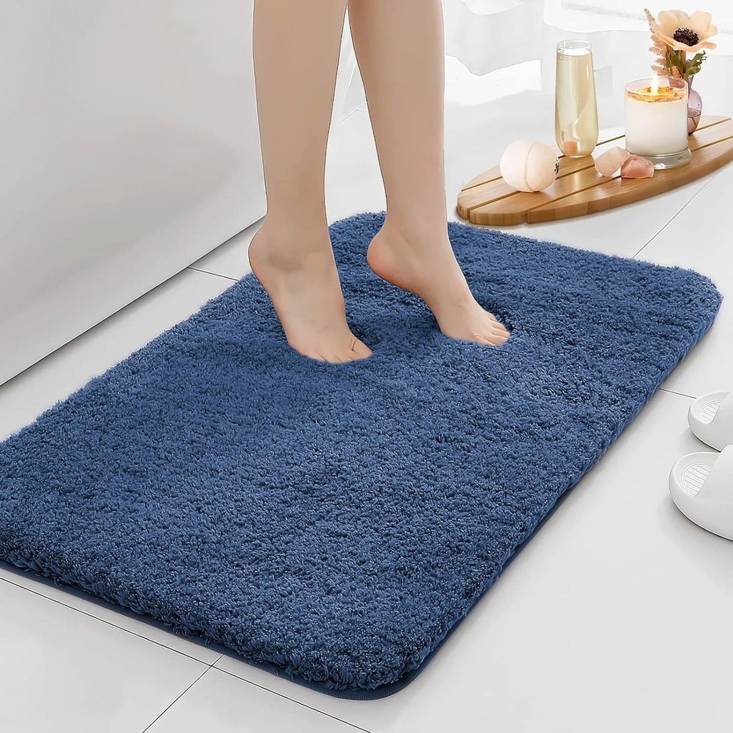 Badezimmermatte Schwarz | Dicke Antirutsch Wasserabsorbierende Matte 1
