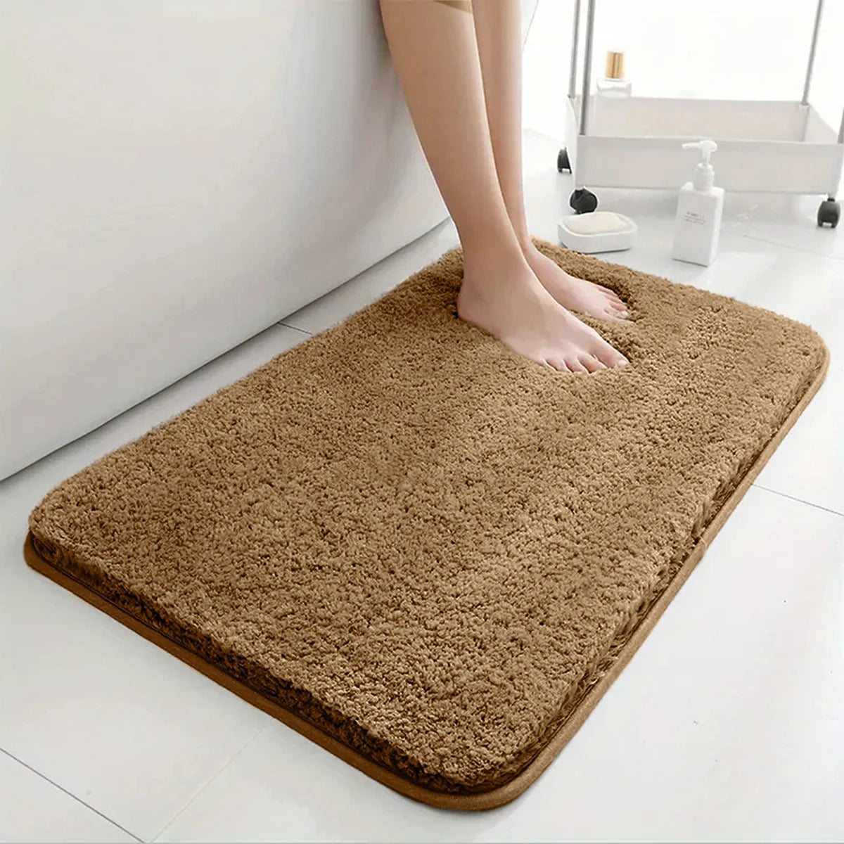 Badezimmermatte Schwarz | Dicke Antirutsch Wasserabsorbierende Matte 2