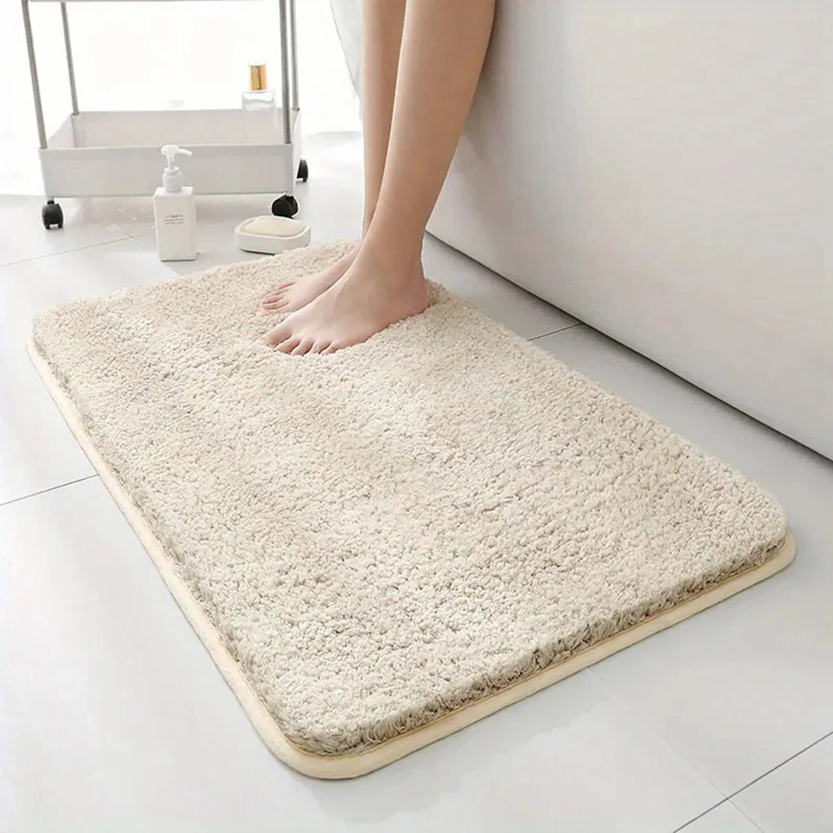 Badezimmermatte Schwarz | Dicke Antirutsch Wasserabsorbierende Matte 4