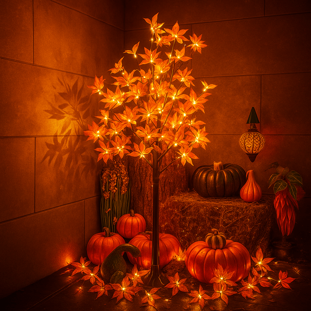 Bernsteinblattbaum | Dekorativer LED-Baum 0