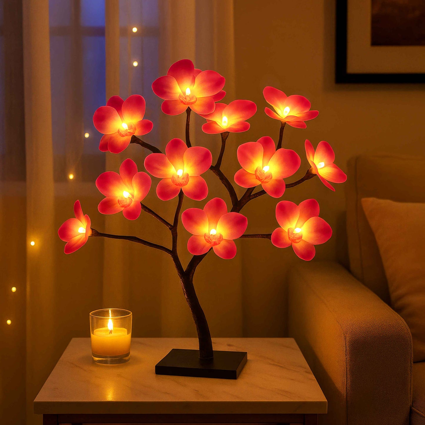 Blütenflammenlampe | LED Tischlampe mit Blumen 4