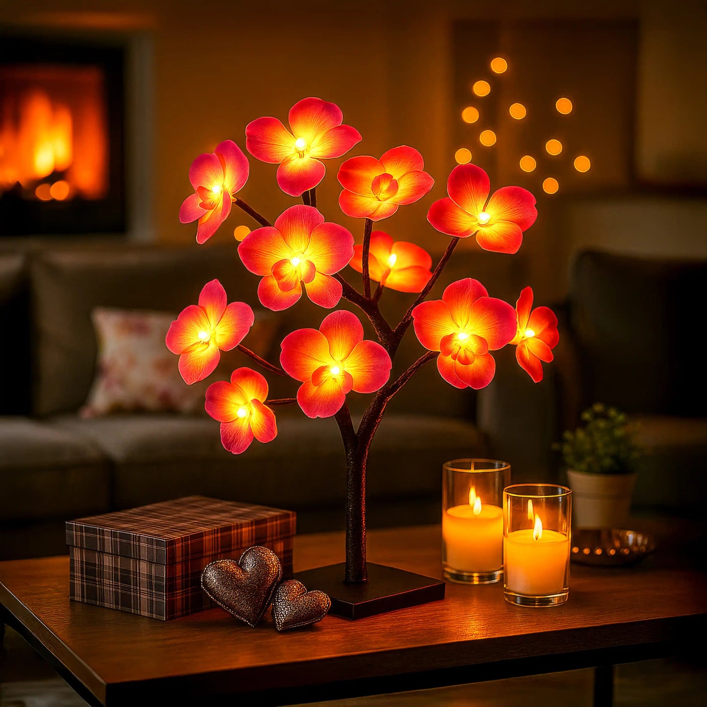 Blütenflammenlampe | LED Tischlampe mit Blumen 5