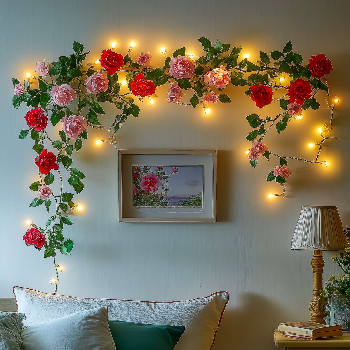 Blütenglühgirlande | LED Lichterkette mit Rosen 5m 50 LEDs 2