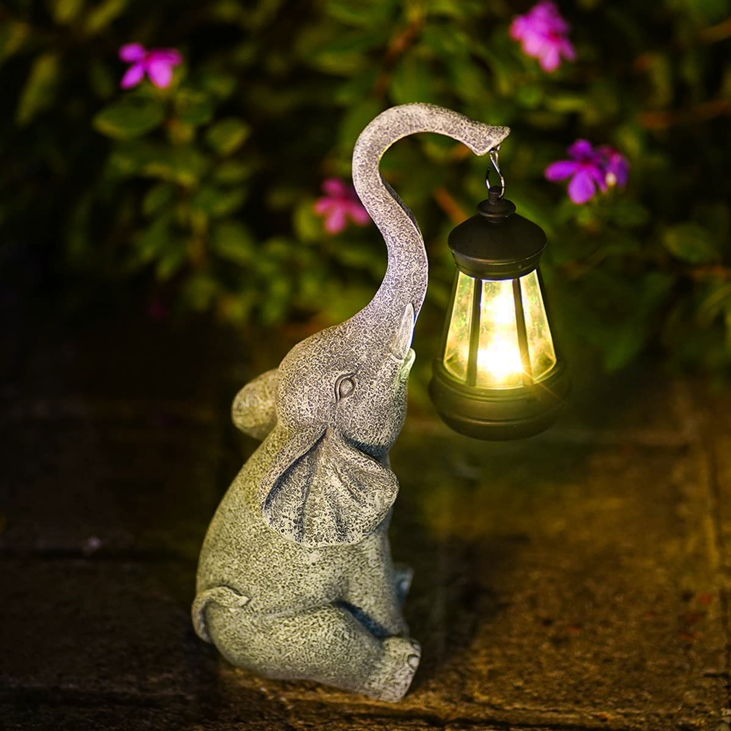 Sanfter Elefant Solarlampe für Garten und Innenräume | Charmante Solarleuchte mit Warmem Licht und Automatischer Beleuchtung-4
