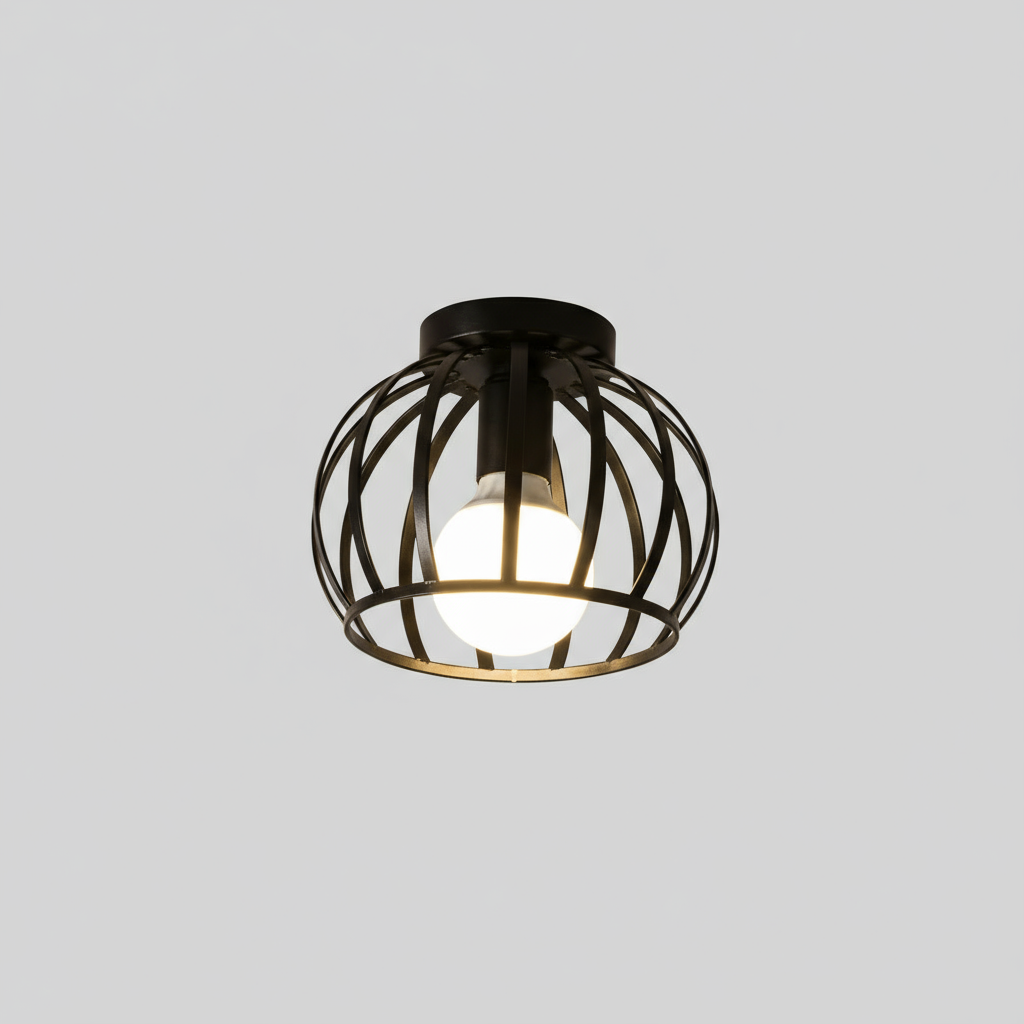 Schwarze Deckenlampe Ø19cm | Industrielle Deckenleuchte