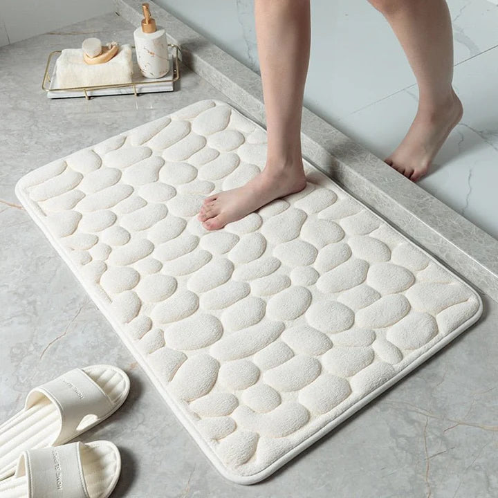 CobbleMat | Antirutsch PVC Badematte mit Kieselstein-Design 1