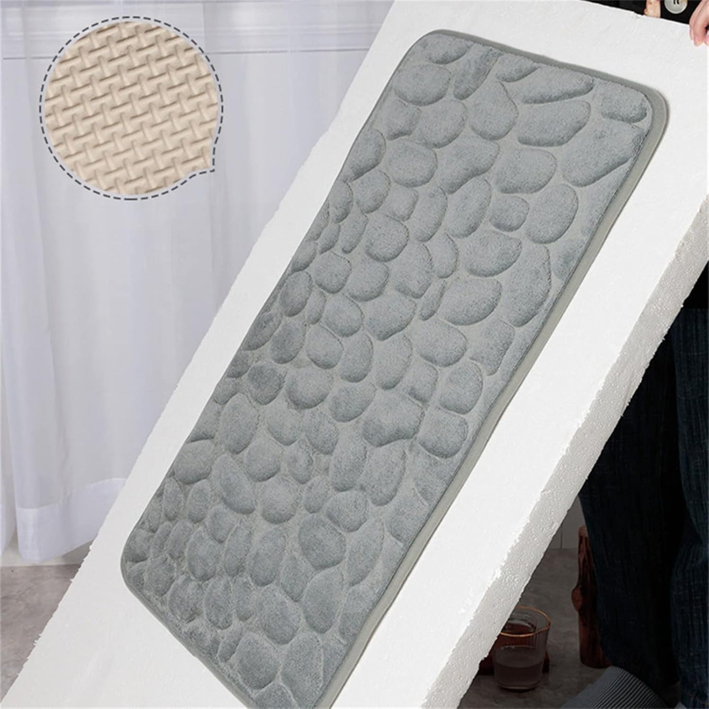 CobbleMat | Antirutsch PVC Badematte mit Kieselstein-Design 2