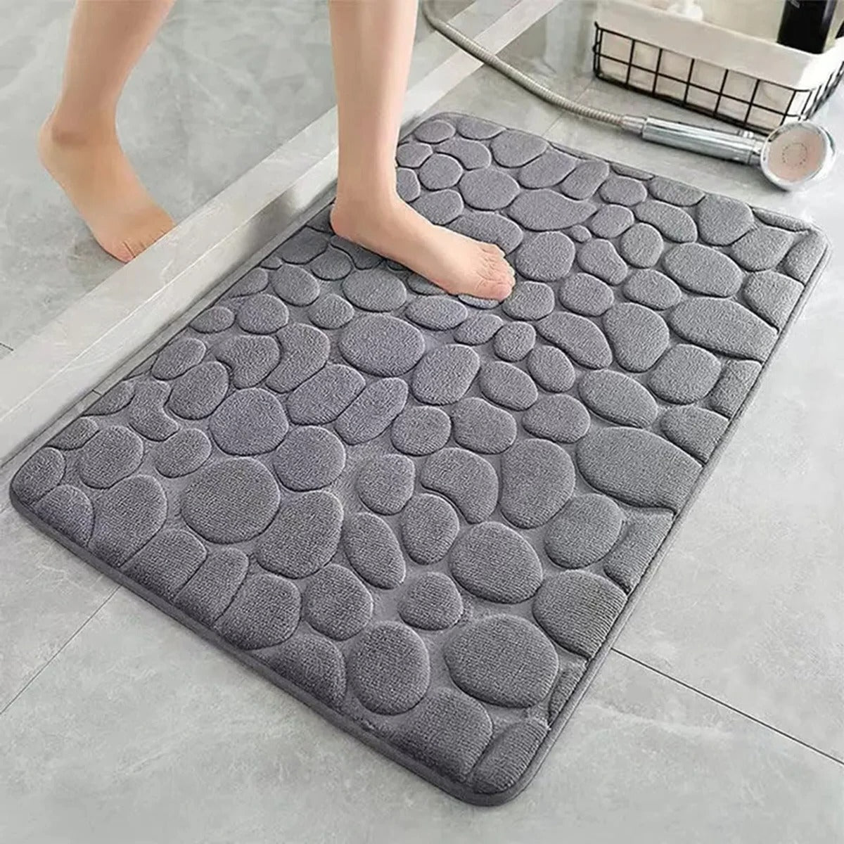 CobbleSoft 3D Badezimmermatte | Rutschfeste Badezimmer Matte 40x60cm 0