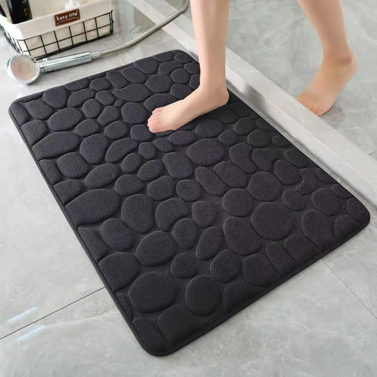 CobbleSoft 3D Badezimmermatte | Rutschfeste Badezimmer Matte 40x60cm 2