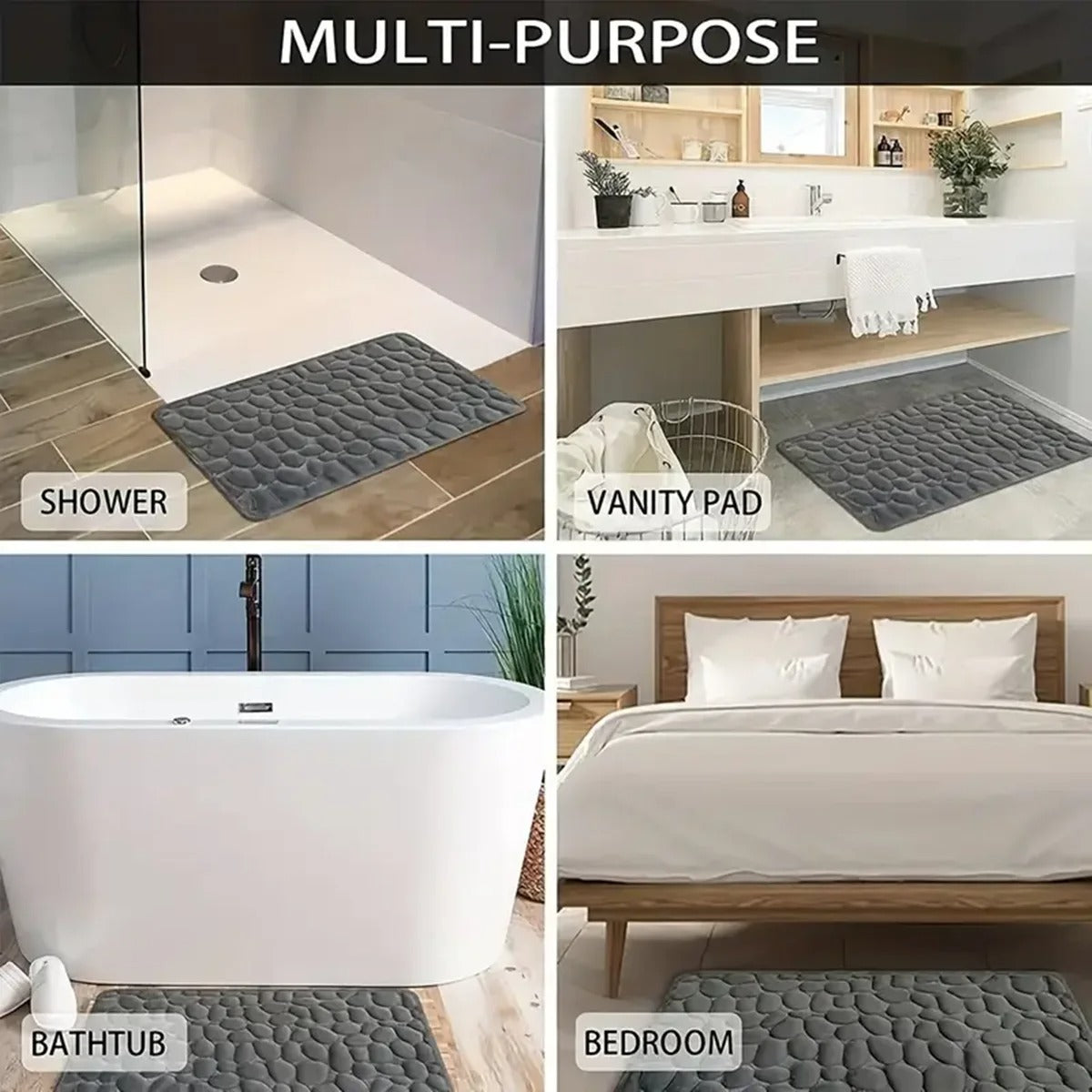 CobbleSoft 3D Badezimmermatte | Rutschfeste Badezimmer Matte 40x60cm 6
