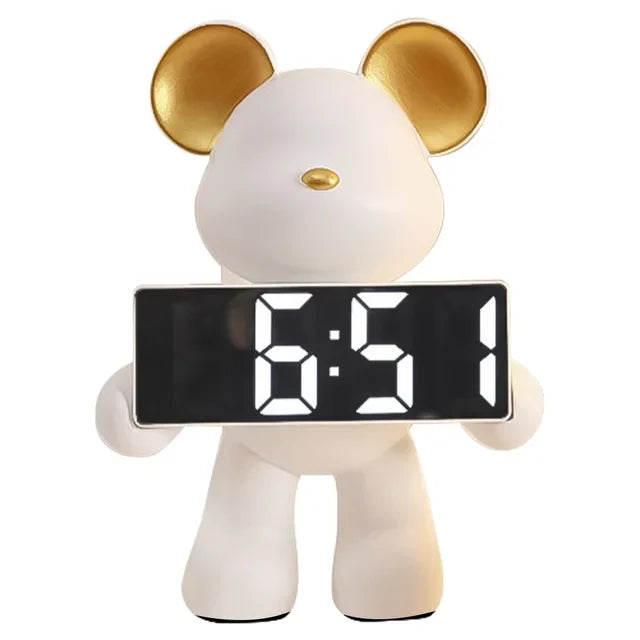 TeddyTick Miniatur Bärenuhr – Charmante Uhr für Kinderzimmer Dekoration und Zeitmessung, 26 cm aus Harz-1