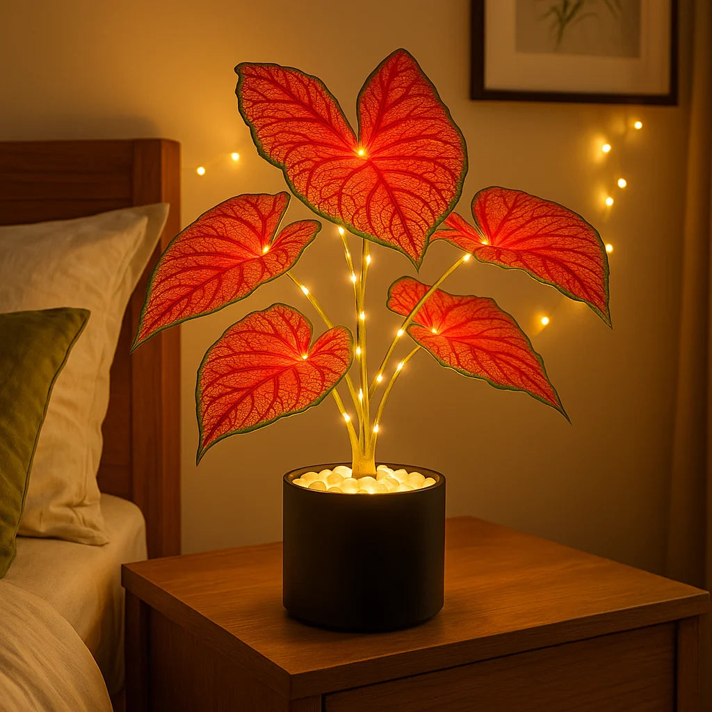 Crimson Monstera | LED Tischlampe 0