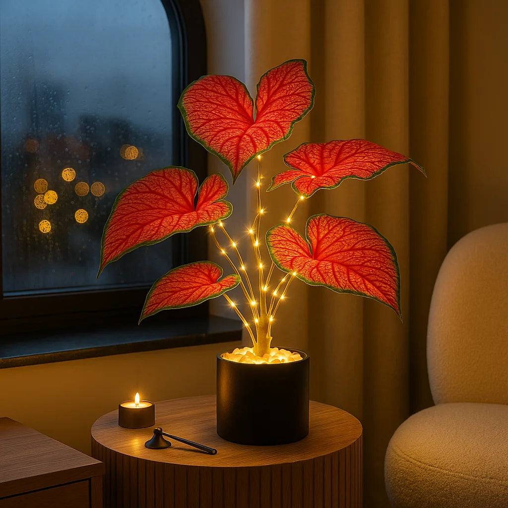 Crimson Monstera | LED Tischlampe 1