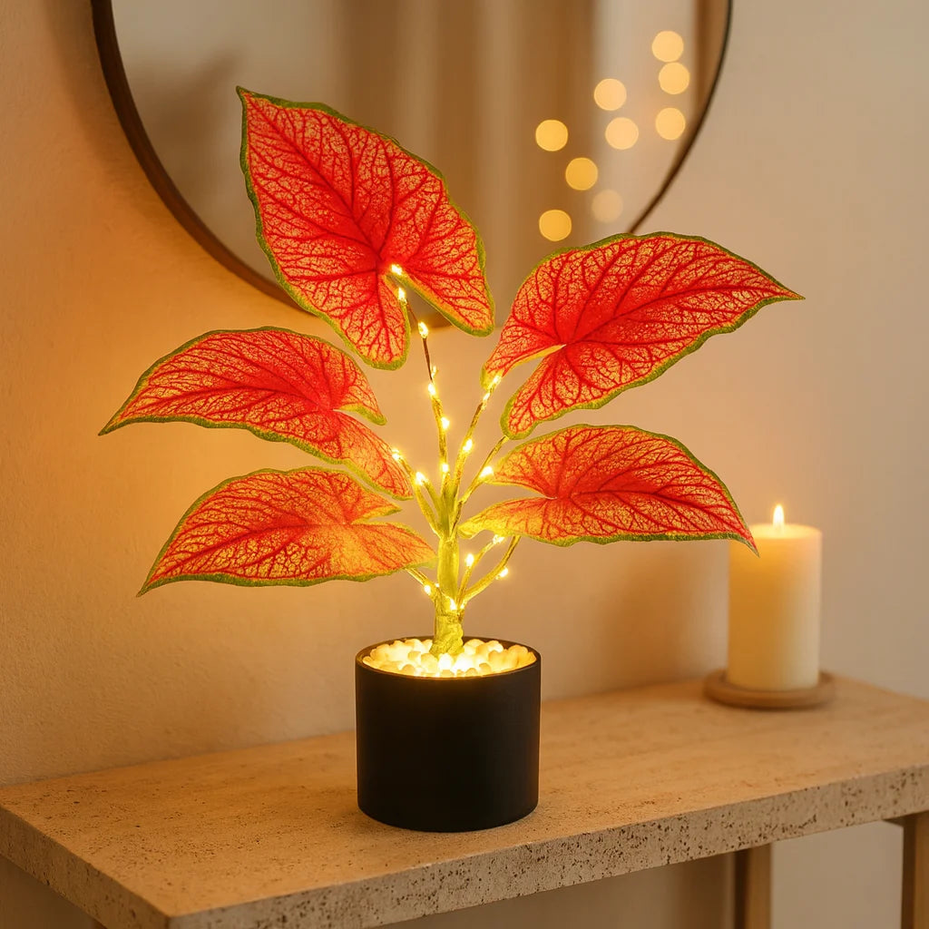 Crimson Monstera | LED Tischlampe 2