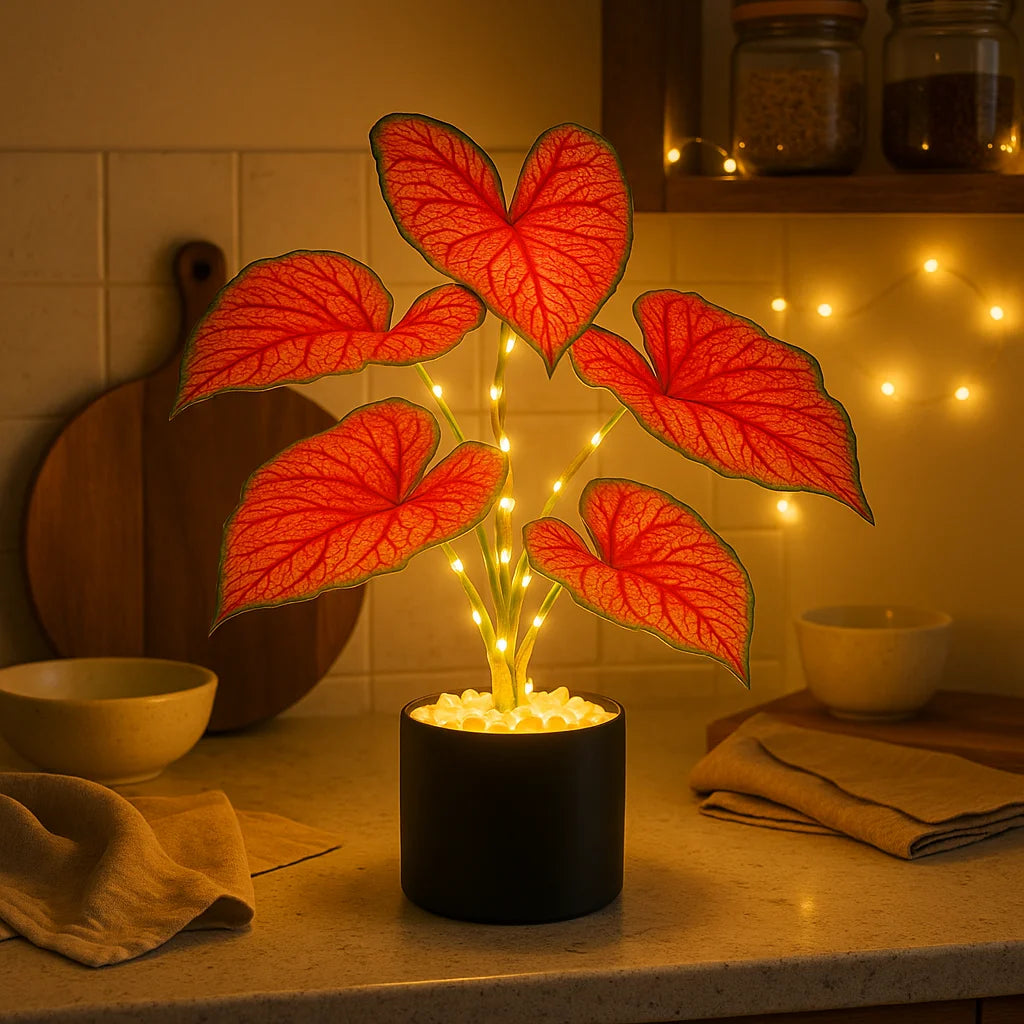 Crimson Monstera | LED Tischlampe 3