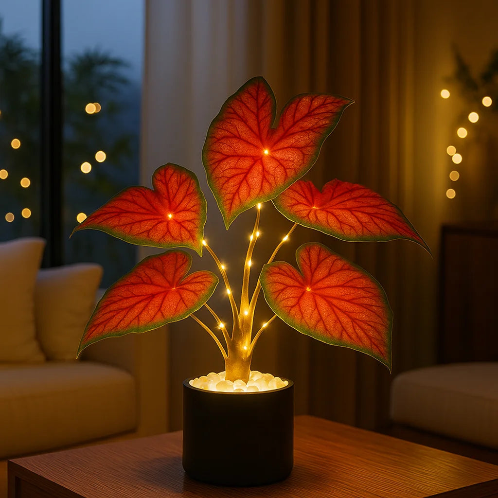Crimson Monstera | LED Tischlampe 4