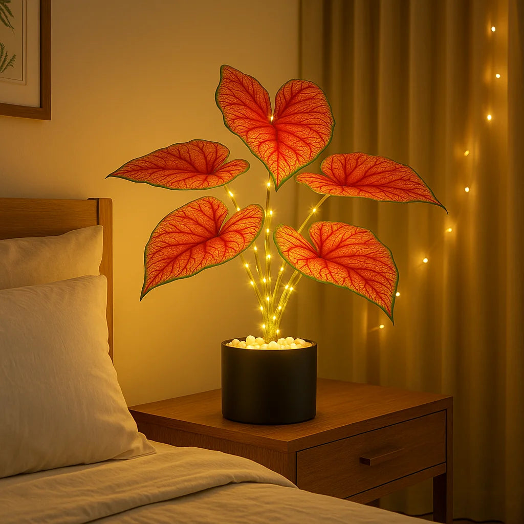 Crimson Monstera | LED Tischlampe 5