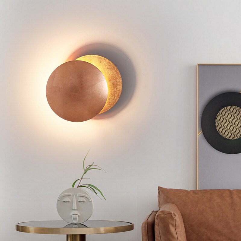 Eclipselampe | Wandleuchte mit Drehbaren Goldenen Scheiben 4