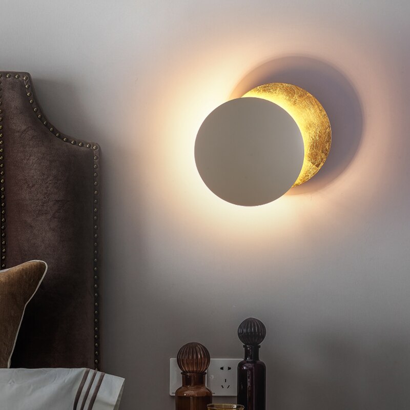 Eclipselampe | Wandleuchte mit Drehbaren Goldenen Scheiben 5