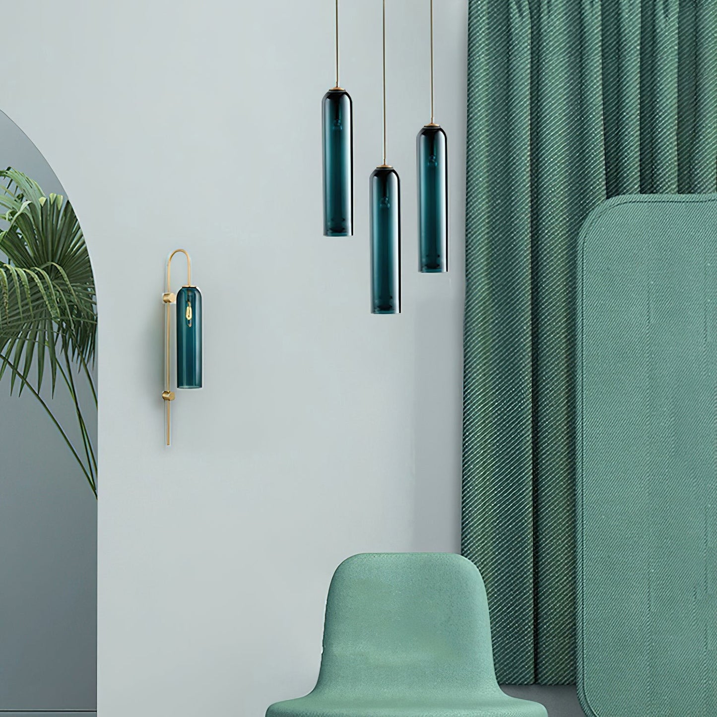 Elegante Pendelleuchte | Hängelampe aus Glas mit langem Rohr 5