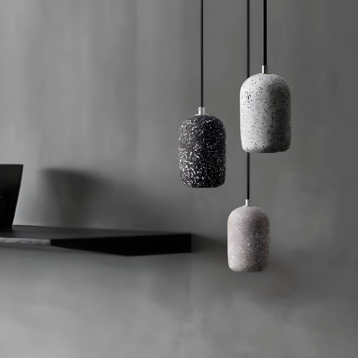 Industrielle Pendelleuchte aus Eisen | Moderne Hängelampe schwarz für Esszimmer – 16 cm Durchmesser, LED Leuchte, Knopf-Schalter-4