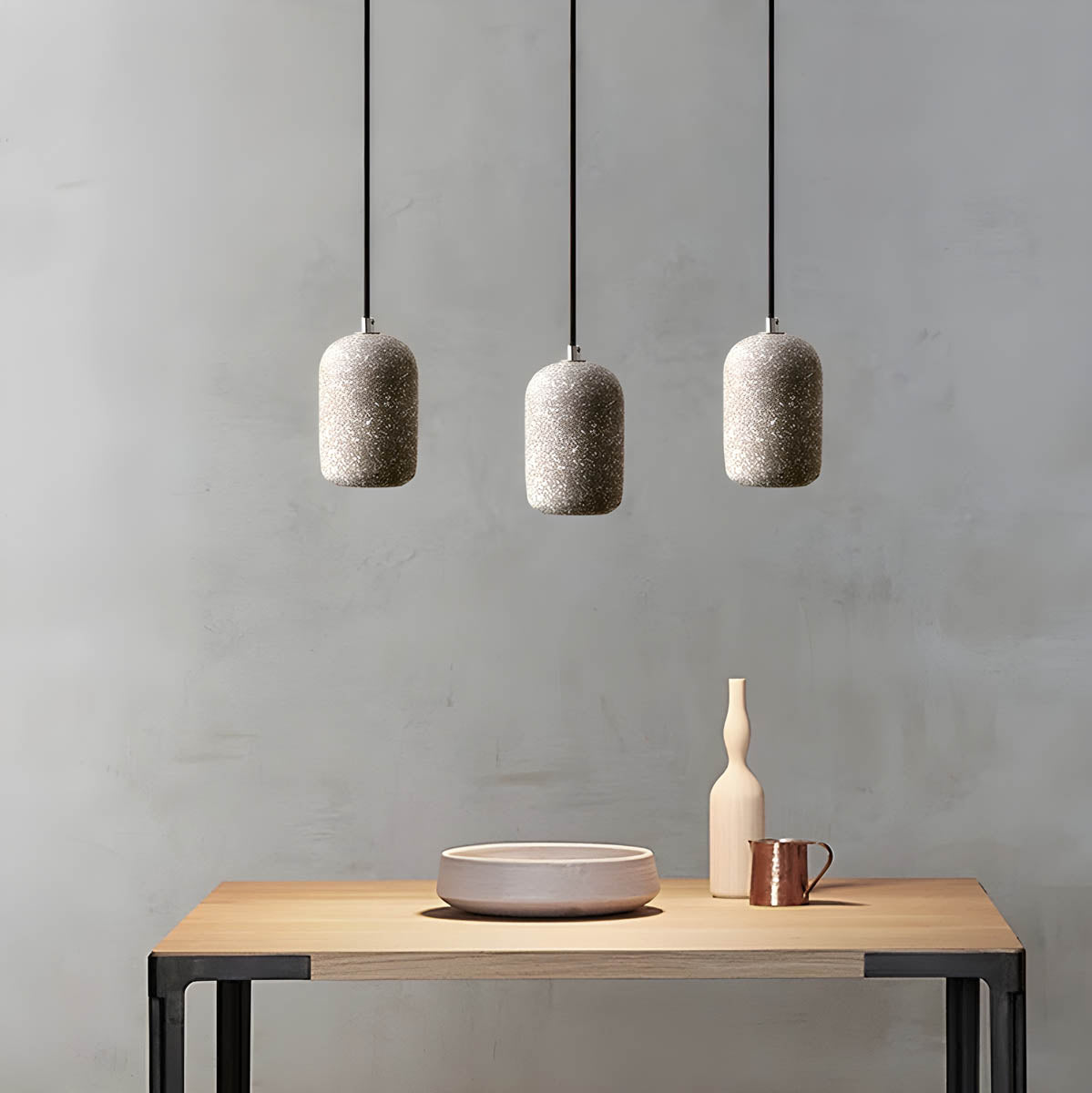 Industrielle Pendelleuchte aus Eisen | Moderne Hängelampe schwarz für Esszimmer – 16 cm Durchmesser, LED Leuchte, Knopf-Schalter-6