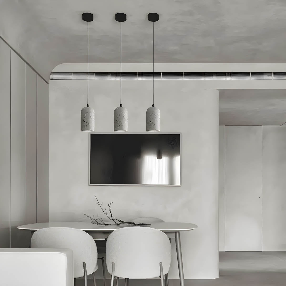 Moderne Beton Pendelleuchte | Hängelampe für Esszimmer und Wohnräume, Ø 9.6 cm, 200 cm Kabel, LED Lichtquelle-3
