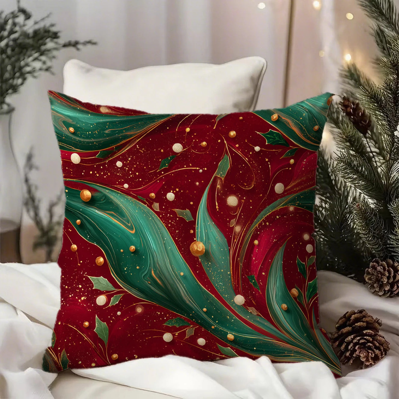 Festliche Weihnachtskissenbezüge 40x40 | Dekokissen Hüllen 7