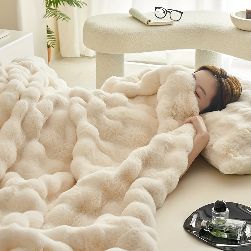 Fleecedecke Beige | Warme Kuscheldecke Flauschig und Dicke 1
