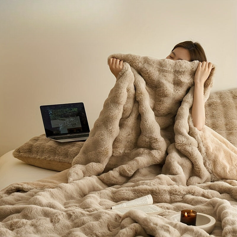 Fleecedecke Beige | Warme Kuscheldecke Flauschig und Dicke 11