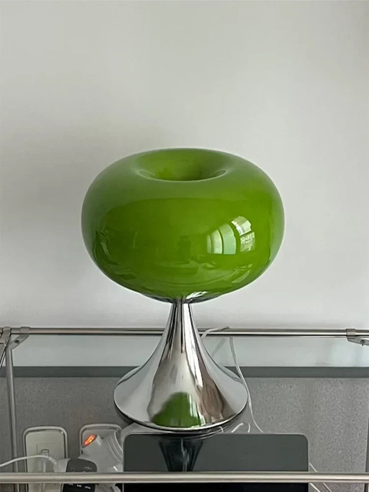 Antike Apfel Tischlampe aus Glas – Vintage Nachttischlampe für stilvolle Beleuchtung | E27 Halogen, Drehknopf, 90-260V-5