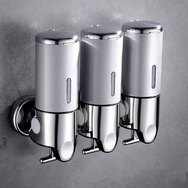 GlitzyLather | Wandmontage Seifenspender aus Edelstahl Silber 14