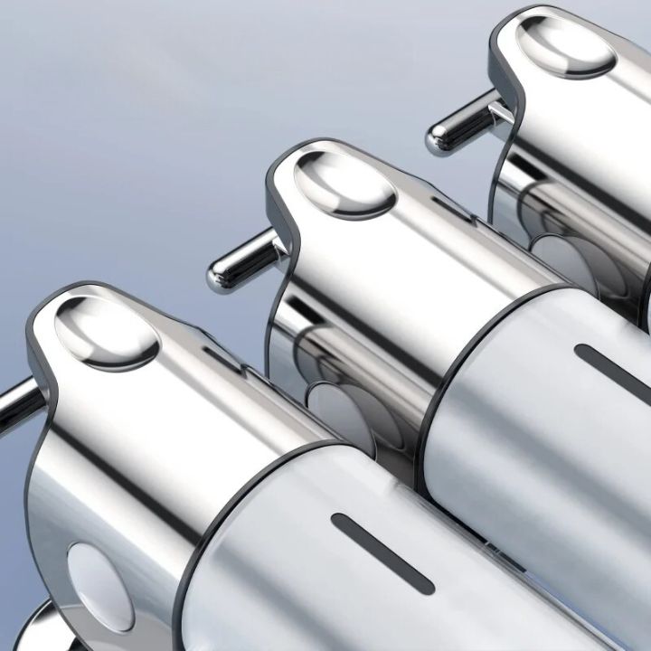 GlitzyLather | Wandmontage Seifenspender aus Edelstahl Silber 8