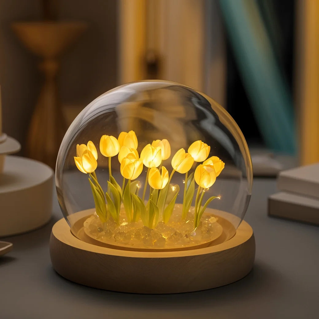 Glow Tulip Dome | LED Tischlampe mit Tulpen 0
