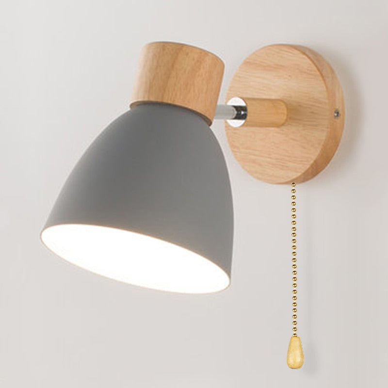 Variant image for Skandinavische Hängelampe aus Holz mit Zugschalter | Pendelleuchte für Esstisch, 6 Größen, Wandmontage-3