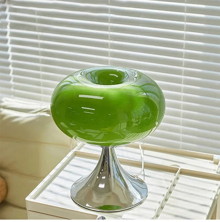 Antike Apfel Tischlampe aus Glas – Vintage Nachttischlampe für stilvolle Beleuchtung | E27 Halogen, Drehknopf, 90-260V-6