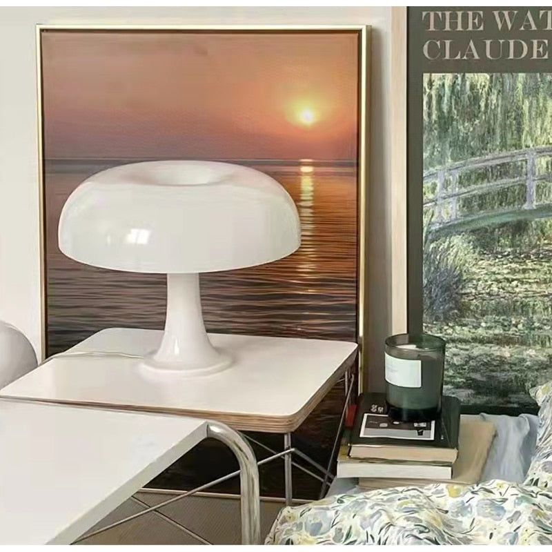 Minimalistische Tischlampe im Pilzdesign | LED Tischleuchte für Stilvolles Ambiente, Dimmbar, Skandinavische Eleganz, 22 x 32 cm-6