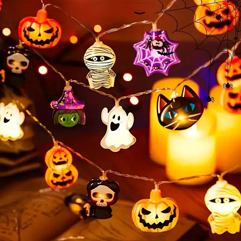 Halloween Lichterkette | Kürbis und Spinnen Design 3