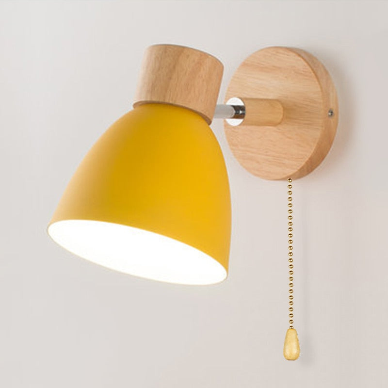 Skandinavische Hängelampe aus Holz mit Zugschalter | Pendelleuchte für Esstisch, 6 Größen, Wandmontage-2