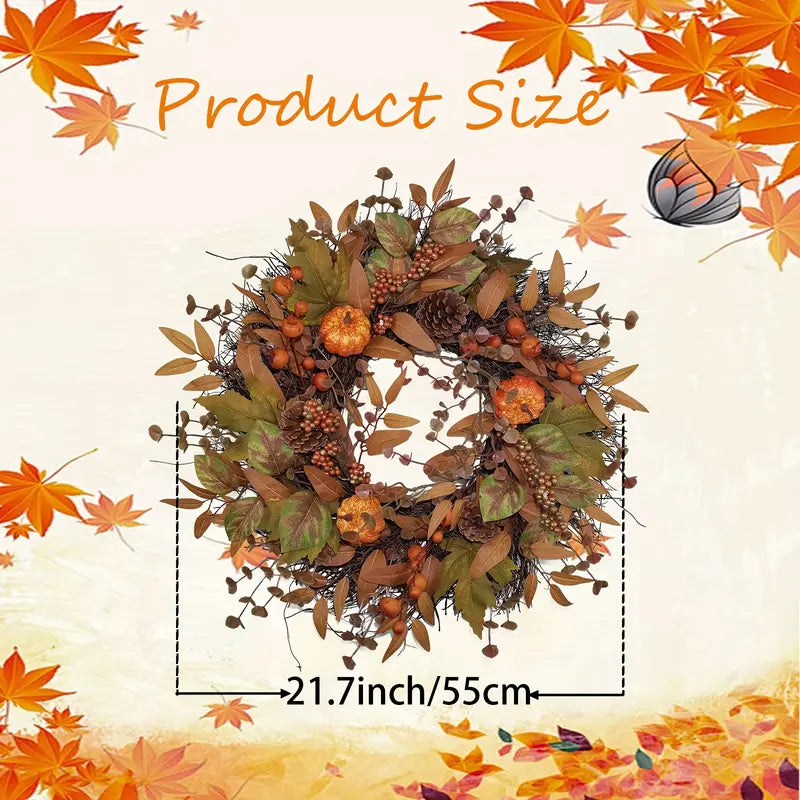 Herbstkranz mit Kürbissen | Türkranz für Halloween und Weihnachten 4