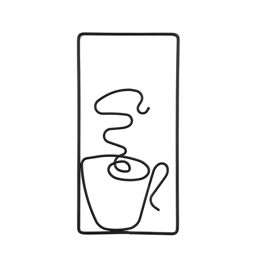 Brewtiful Cups – Ästhetische Kaffeetassen-Wandkunst aus Eisen | Schwarz, 24x12x1 cm für kreative Raumgestaltung-1