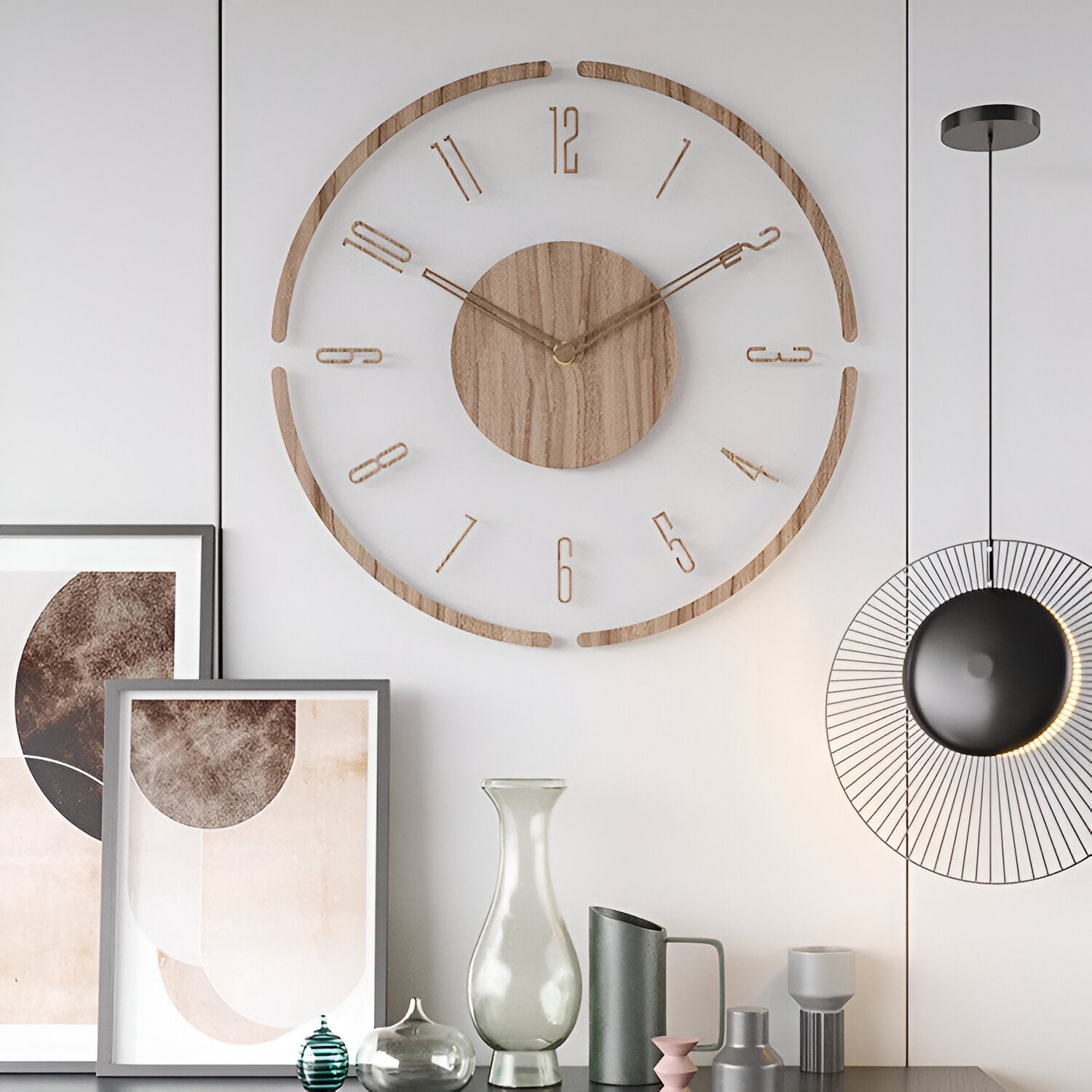 Variant image for Elegante Wanduhr Modern aus Holz und Acryl – Geräuschlos mit Digitaler Anzeige für Wohnzimmer und Schlafzimmer-5